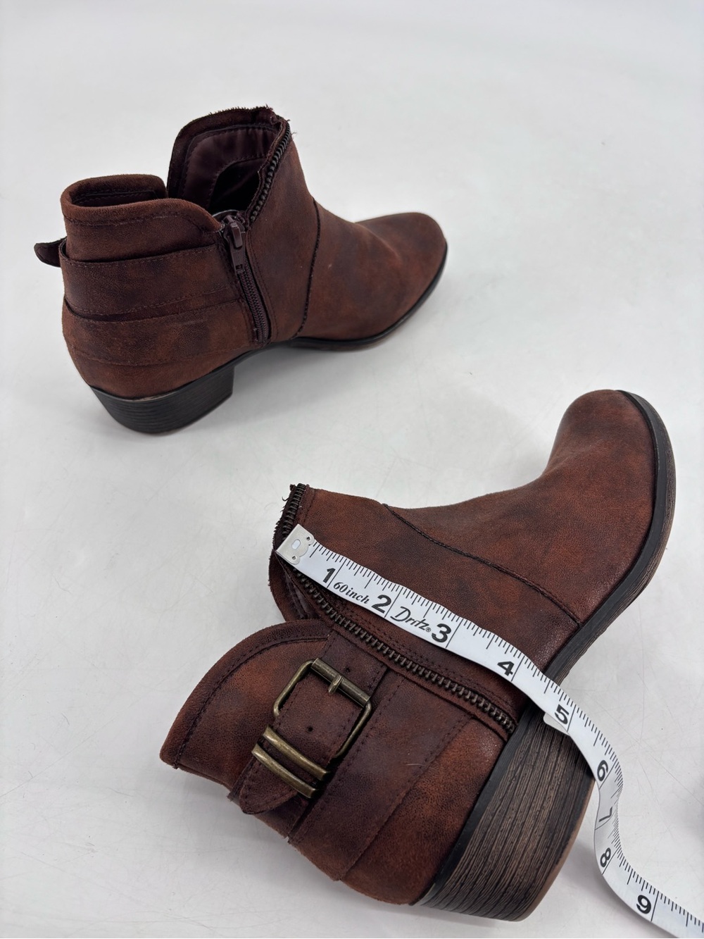 American Rag Edee Boho Chic Western Faux Leather Zippered Buckle Ankle Booties - Picture 11 of 12